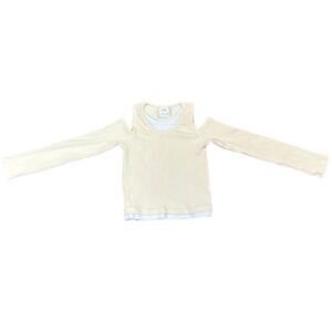 Zara Girls Cream Ribbed Long Sleeve Cold-Shoulder Cutouts Layered Top 8-9